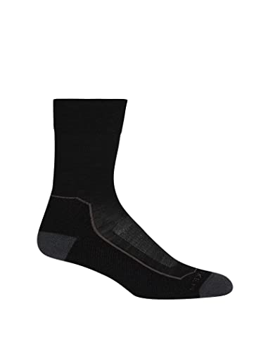 icebreaker Merino Women's Hike+ Light Crew Sock, Black/Mink/Monsoon, Small