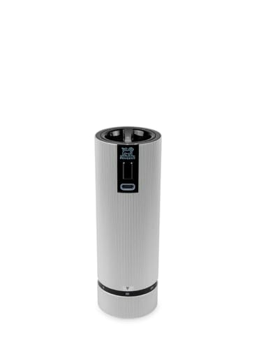 PEUGEOT - Moulin à Sel Électrique Rechargeable Line u'Select 15 cm + Sel Gemme Inclus - 6 Réglages De Moutures Prédéfinies - En Aluminium - Coloris...