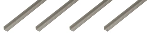 Alberts Lot de 4 profilés en U | Spécialement pour panneaux de particules de 16 mm d'épaisseur | Aluminium anodisé argenté | 2000 x 19 x 15 mm