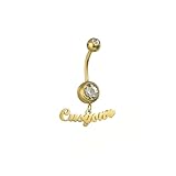 FrAnny Custom Belly Ring,Personalized Custom Belly Button Rings,Fake Belly Button Ring,Custom Name Belly Ring (Rose gold), 1in