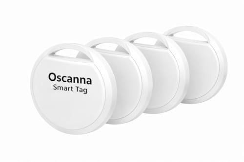 Oscanna Air Tracker 4-Pack – Works with Apple Find My App, GPS Finder for Keys, Wallet, Pets & Bags WHITE