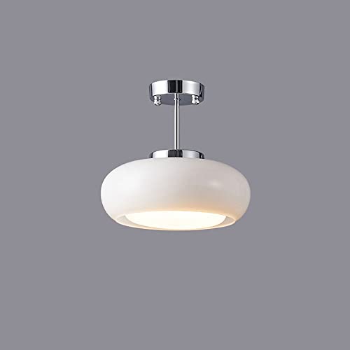 Lampe suspendue en verre blanc pour ambiance salon rétro moderne