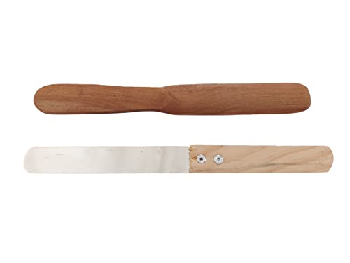 Image of Metal Wax Spatula with Wooden Finish Handle Waxing Applicator Knife Wooden and Steel Plate for Personal Professional Use Women Hair Removal Combo Stainless Reusable Kit Home Salon Sliver