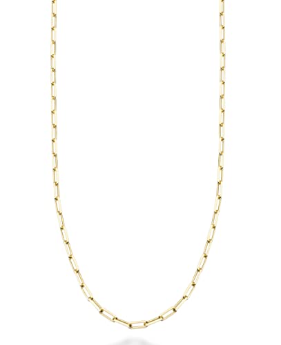 Miabella Italian Solid 925 Sterling Silver, 18Kt Gold Plated 2mm Paperclip Link Chain Necklace for Women, Made in Italy (YG, Length 24 Inches)