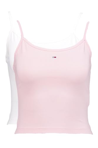 Tommy Jeans Camisetas de Tirantes Pack de 2 Mujer Essential Strap Top Tejido elástico, Multicolor (Ecru/Precious Pink), L