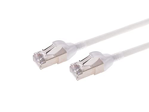 Monoprice Cat6A Ethernet Patch Cable - Snagless, Double Shielded, Cm, 30Awg, 10 Feet, White - Slimrun Series