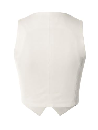 Design by Olivia Women's Business Casual Button Front Stretch Cropped Tuxedo Suit Vest3