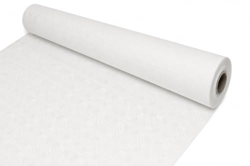 DeinPack 1x Tischdeckenrolle 1m x 50m weiß | Damast Tischtuch Rolle | Einweg Tischdecke 50 Meter lang 1 Meter breit ideal für Jede Party Vereinsfeier Geburtstagsfeier Bierzelt Garnitur