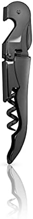 Viski Gunmetal Black Double Hinged Bottle Opener and Foil Cutter, Waiter’s Corkscrew Wine Key, 4.75", Set of 1