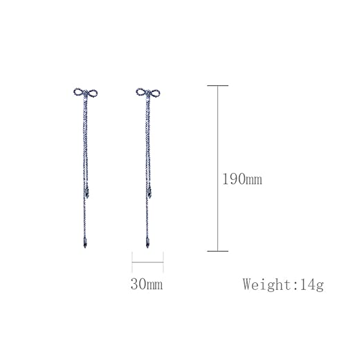 Jumwrit Rhinestone Bow Earrings Extra Long Dangle Earrings Sparkly Tassel Drop Earrings Big Bowknot Stud Earrings For Women Teen Girls (Black) #TOP5