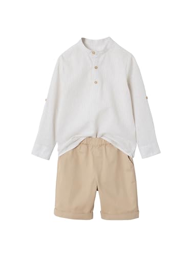 Ensemble cérémonie garçon avec élégante chemise col Mao et short en toile