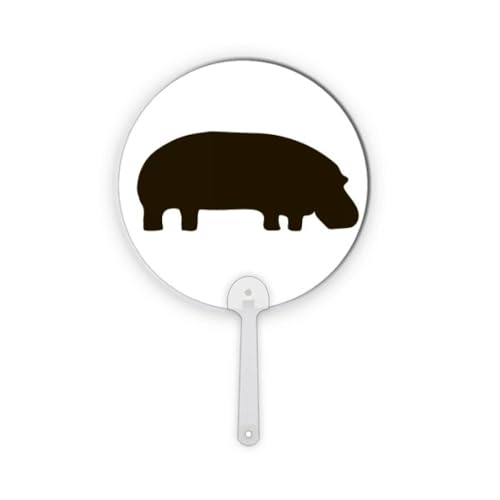 Éventail rond en plastique hippopotame noir rigide durable - 2