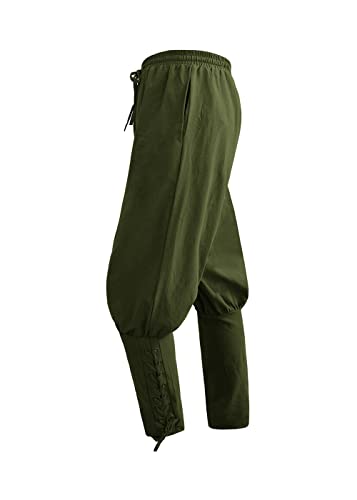 Ya en mundofriki.es: Disfraz de Halloween para hombre, disfraz de pirata medieval, pantalón con cordones, pantalones renacentistas, steampunk, pantalones de ocio, vampiro, cosplay, carnaval, disfraz (verde, M)