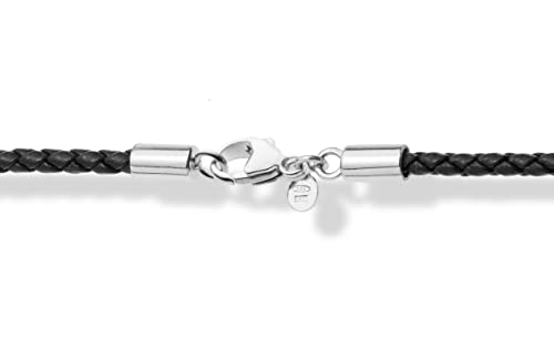 Miabella Genuine 3mm Black Braided Italian Leather Cord Chain Necklace for Men Women with 925 Sterling Silver Clasp, Made in Italy3