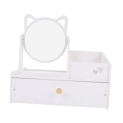 SWOOMEY 多機能収納ボックス 鏡付き 引き出し式 化粧品 アクセサリー 小物整理用 おしゃれなデザインでデスクやドレッサーに