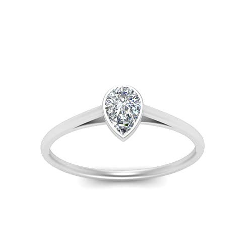 Bague diamant poire en argent sterling serti clos élégant