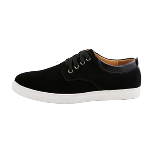 Zapatillas de deporte para hombre, planas, informales, de ante, antideslizantes, con cordones, zapatillas de deporte con cordones, color sólido, cómodas, para correr, para correr, tallas grandes