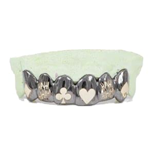 TYS TREAT YOURSELF TYS JEWELERS HOUSTON Custom 6 Teeth Joker Grill with Black Rhodium with Engraving
