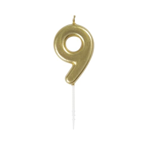 Metallic Number 9 Party Pick Candle - 4.7