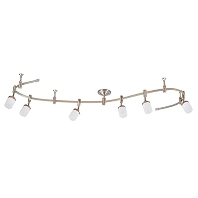 Catalina Lighting 96" 6-Light Integrated LED Flex Track Spotlight Ceiling Light, Brushed Nickel, for Kitchen, Living Room, Home Lighting