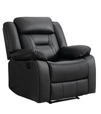 EBELLO Faux Leather Manual Recliner Chair, Modern Design Single Reclining Sofa Chair with Comfortable Armrest and Backrest, Furniture for Living Room, Bedroom, Black view 8