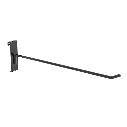 VICTORY DISPLAY & STORE FIXTURE MFG 12” Long Heavy Duty Commercial-Grade Steel Grid Panel Hook - Displays Product/Merchandise for Commercial or Home Use (Quantity 100) (100, Black)