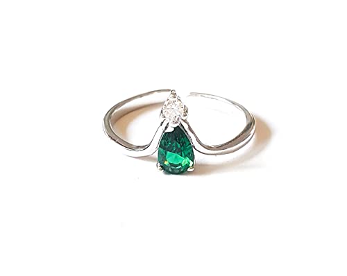 Moonlidesigns Adjustable Toe Ring Sterling Silver 925 Green Emerald And Clear Diamonds Dainty Toe Cuff Emerald Drop Stone #TOP6