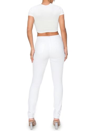 BodiLove Women's Stretchy 5 Pocket Skinny Distressed Denim Jeans4