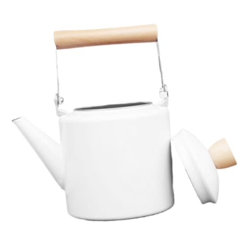 GRIRIW Olla de esmalte cafeteras jarra cafetera Hervidor portátil hervidor de camping eléctrico caldera de agua portátil azul tetera de esmalte retro tetera antigua mango de madera