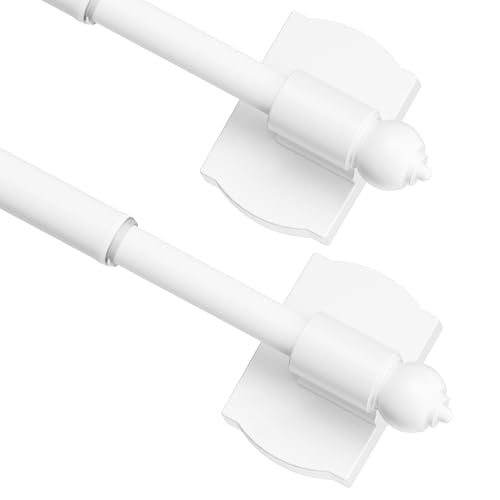 ENJOYBASICS 2 Pcs 16-28 Magnetic Curtain Rod No Drill Strong Hold White