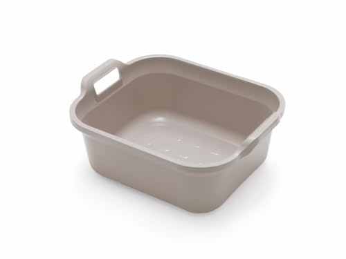 Large Rectangular 9.5 Litre Washing Up Bowl with Handles Plastic Wash Basin Multipurpose Bath Tub/Washing Tub Vegetable Fruit Wash Pan Dish for Kitchen Bathroom Household (Mushroom)