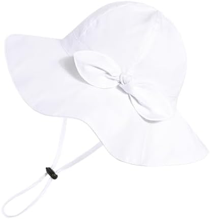Baby Girl Sun Hat with UPF 50+ Outdoor Adjustable Beach Hat with Wide Brim Bucket Hats