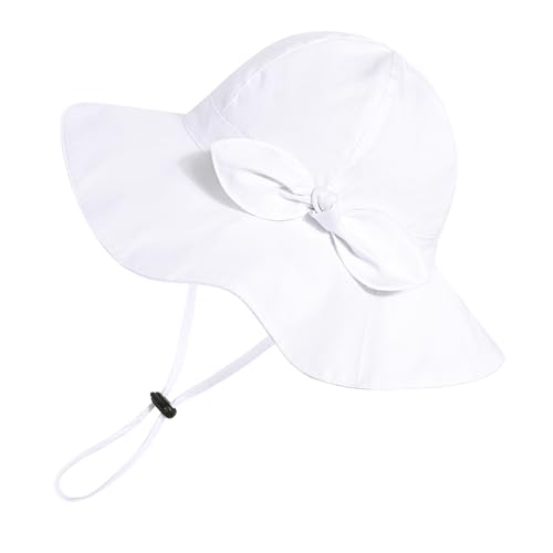 Baby Girl Sun Hat with UPF 50+ Outdoor Adjustable Beach Hat with Wide Brim Bucket Hats