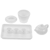 Sosoport 1 Satz Japanisches Teeservice Puppenhaus Teetasse Küchenspielzeug Zum Puppenhaus Zubehör Mini-hausdekoration Miniatur-puppenhauszubehör Kinderminiaturspielzeug Weiß Plastik