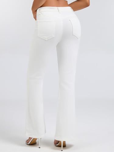 Flare Bell Bottom Jeans for Women Mid Low Rise Slim Vintage Washed Bootcut Denim Pants3