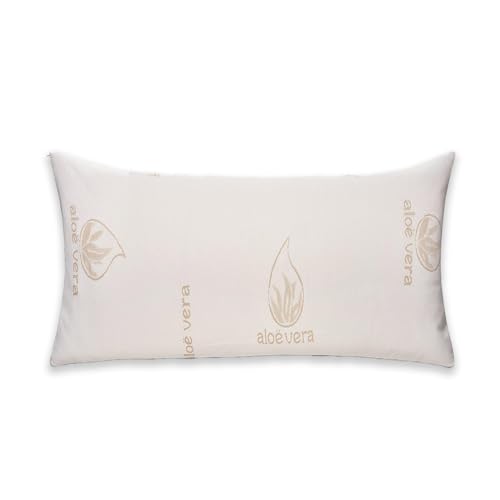 ECOSTAR 1618 Almohada Viscoelástica Ergonómica, Núcleo 100% Viscoelástico, Funda de Aloe Vera Desenfundable, Antibacterias, Termorregulable, Libera Presión Cervical (135CM)
