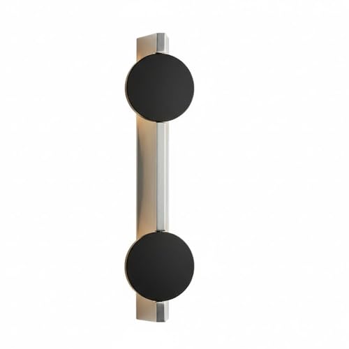 Applique da parete a LED moderna e minimalista, con luce direzionale dall'alto verso il basso, finitura nera e nichel spazzolato, ideale come illuminazione d'accento per camera da letto, bagno, soggio