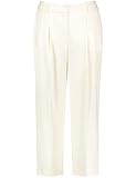 Taifun Damen Weite 3/4 Hose Culotte Hose Tuch/Kombi verkürzt 3/4 Hose unifarben 3/4 Länge Light Creme 44