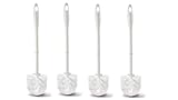 4 Pcs Toilet Brush With Water-repellent polyester bristles(White)