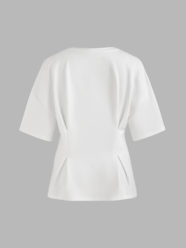 CIDER Oversized T Shirt Women Crew Neck Short Sleeve Solid Ruched Tee Trendy Tops Casual Loose Fit Basic Tee4