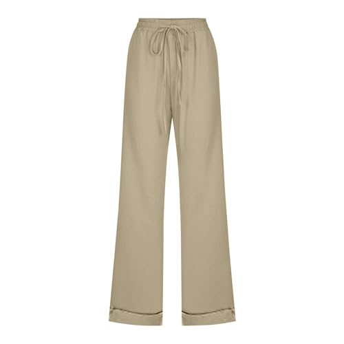 Overstock Outlet Clearance Items Log in Cotton Linen Pants for Women 2025 Summer Plus Size Elastic High Waisted Drawstring Straight Leg Pants Boho Beach Y2k Casual Loose Lightweight Trousers - Image 3