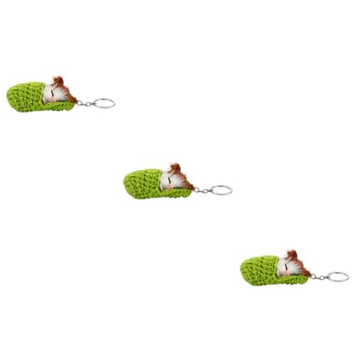 JZLUCAJJ 3 llaveros con colgante de ratón dormido, llavero kawaii para manualidades, relleno de bolsas, llaveros para llaves de coche, accesorios para dormir, accesorios para dormir Miss, Verde x 3