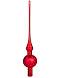 Thüringer Glasdesign Christbaumspitze 28cm | Weihnachtsbaumspitze aus Glas | Spitze Made in Germany (rot Eislack)