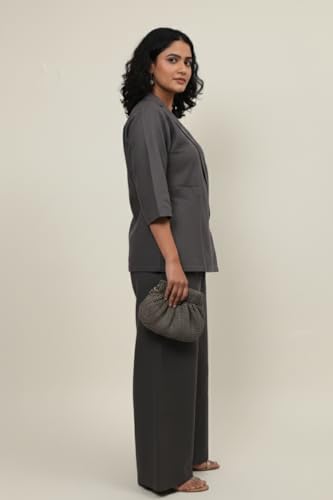 Image of Oversized Linen Angrakhaa Style Coat for Women, Olive Green