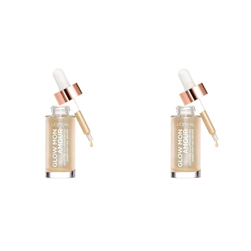 L’Oreal Paris Highlighting Drops, Glow Mon Amour Sparkling Love, Natural and Luminous, Liquid Formula with Nourishing Coconut Oil (Pack of 2)