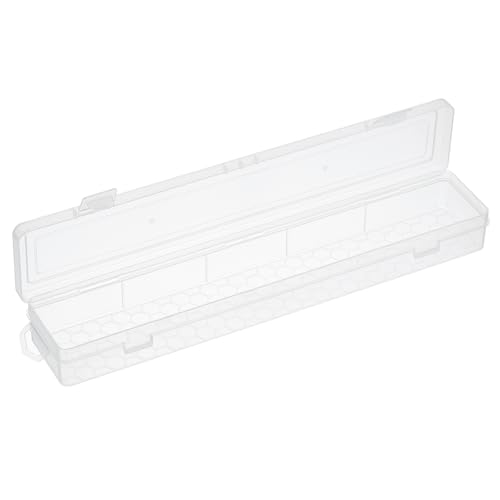 Image of YOKIVE Art Supply Storage Organizer, Art Tool Box Craft Box Art Supplies with Buckle for Brushes Paints Stamps, Transparent, 13.58 x 1.46 x 2.56 Inch