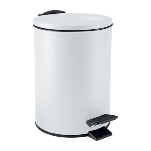 Spirella - Cestino a Pedale Adelar - Acciaio Opaco - Meccanismo Slow Close Silenzioso - Rivestimento Anti-Tracce - Design Moderno ed Elegante - Bianco Opaco - 3L