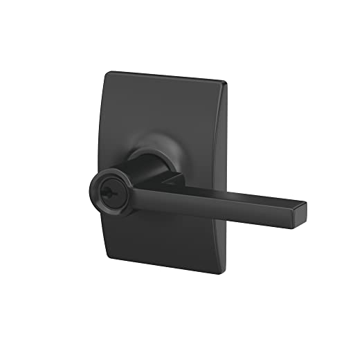 Schlage F51A Lat 622 Cen Latitude Door Lever With Century Trim, Keyed Entry Lock, Matte Black #TOP3