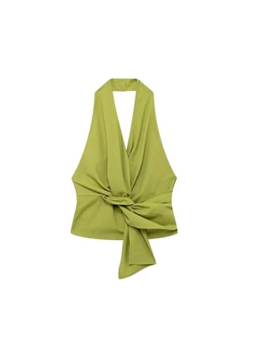 Dninmim Women's Suit High Waisted Wide Leg Pants Set Backless Sleeveless V-Neck Lapel Blouse Two Pieces