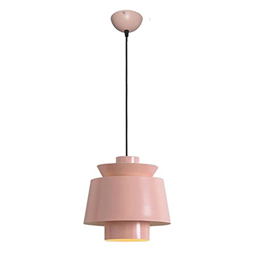 Pendentif light cylindre rose luminaire de plafond rétro en métal pour chambre et salle